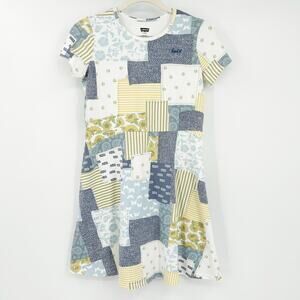Levis Girls Summer Boho Patchwork Butterfly Floral Short Sleeve Dress Size 14-16